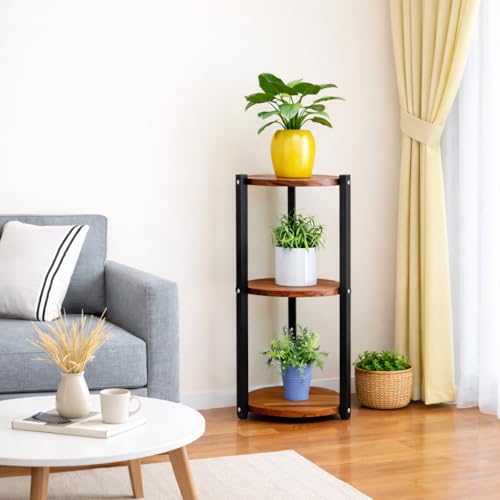 DDS Dream Decor Shoppee Plant Stand Indoor Outdoor ,Round Tall Metal Plant Stands , 3 tier Flower Pot Plant Holder, Modern Iron Plant Shelf Living Room Garden Balcony Decor (BROWN) - Image 2