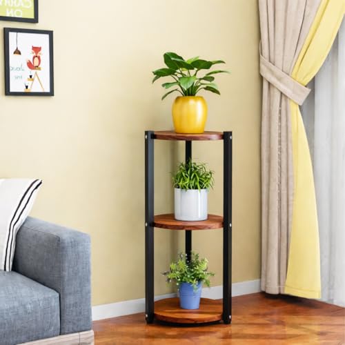DDS Dream Decor Shoppee Plant Stand Indoor Outdoor ,Round Tall Metal Plant Stands , 3 tier Flower Pot Plant Holder, Modern Iron Plant Shelf Living Room Garden Balcony Decor (BROWN) - Image 3