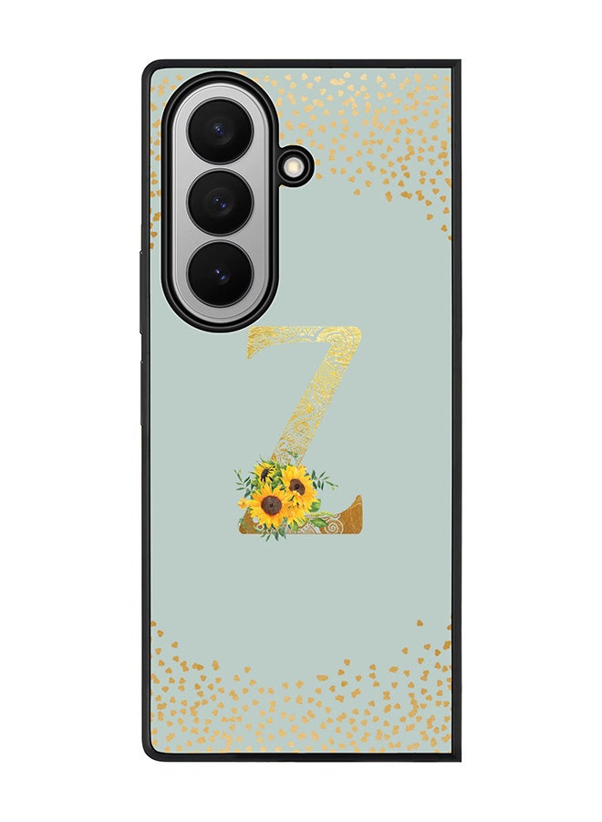 Stylizedd For Samsung Galaxy Z Fold7 Case,Slim fit Camera Protection, Shockproof Thin Phone cover  - Custom Floral Monogram - Z  (Light Grey )
