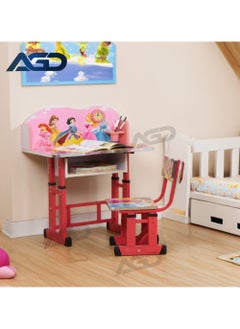 AGD Adjustable Height Educational Kids Desk Study Table and Chair Set Study Table (Pink)  - Image 2