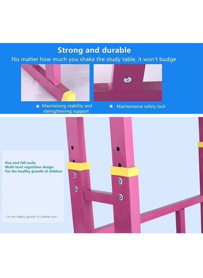 AGD Adjustable Height Educational Kids Desk Study Table and Chair Set Study Table (Pink)  - Image 5
