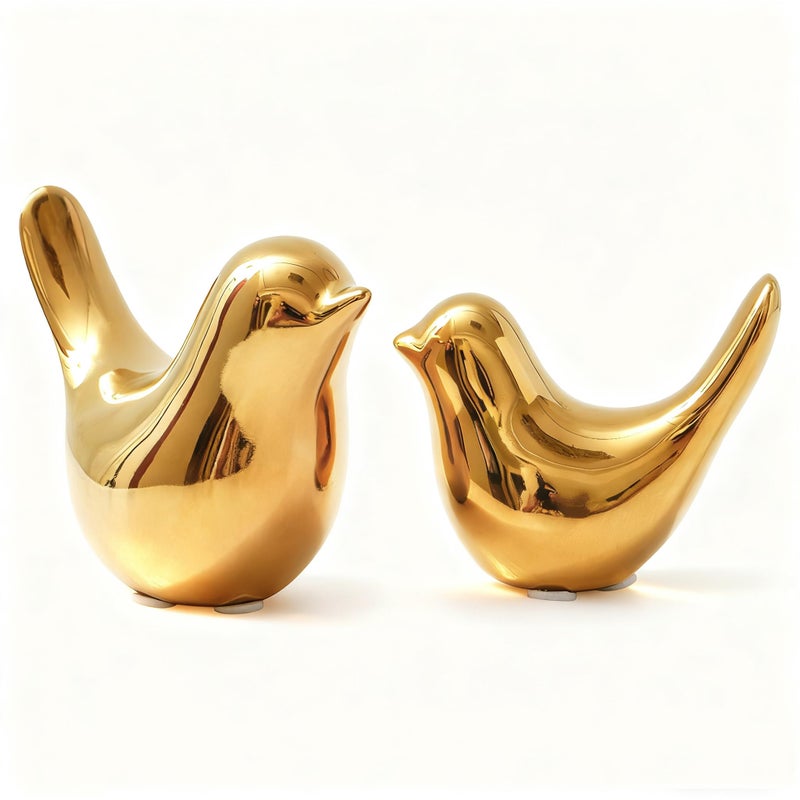 Notakia Gold Home Decor Small Birds Statues Modern Style Decorative Ornaments for Living Room Decor, Bedroom, Office Desktop, Cabinets (2Pcs Gold Birds) - Image 1