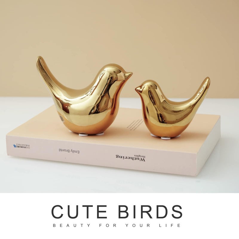 Notakia Gold Home Decor Small Birds Statues Modern Style Decorative Ornaments for Living Room Decor, Bedroom, Office Desktop, Cabinets (2Pcs Gold Birds) - Image 3