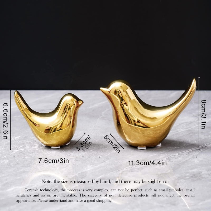 Notakia Gold Home Decor Small Birds Statues Modern Style Decorative Ornaments for Living Room Decor, Bedroom, Office Desktop, Cabinets (2Pcs Gold Birds) - Image 2