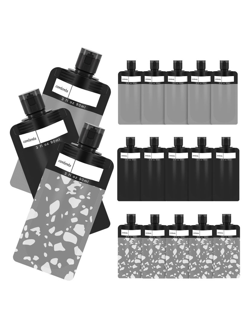 Excefore 18 PCS Travel Refillable Empty Squeeze Pouch, Portable Liquid Packing Bags, Leakproof Cosmetic Containers Travel Lotion/Shampoo Stand-Up Bags Refillable Travel Toiletry Accessories, 3fl oz 90ml - Image 1