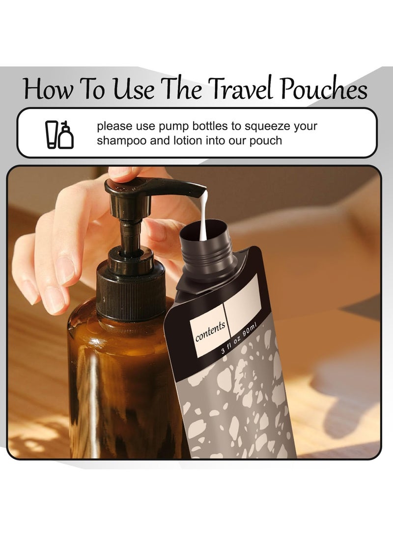Excefore 18 PCS Travel Refillable Empty Squeeze Pouch, Portable Liquid Packing Bags, Leakproof Cosmetic Containers Travel Lotion/Shampoo Stand-Up Bags Refillable Travel Toiletry Accessories, 3fl oz 90ml - Image 2