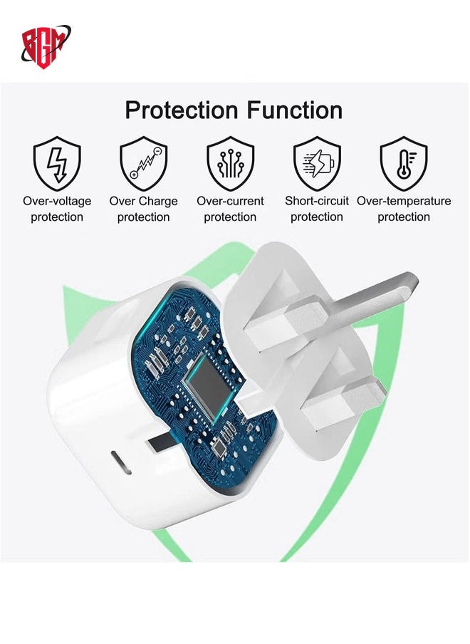 BGM - iPhone 20W Fast Charger | USB-C Wall Fast Charging Adapter with 1m USB-C to Lightning Cable | Compatible with iPhone 14, 14 Pro, 14 Pro Max, 13, 12, SE 2020, 11, XR, XS Max, X, iPad - Image 1