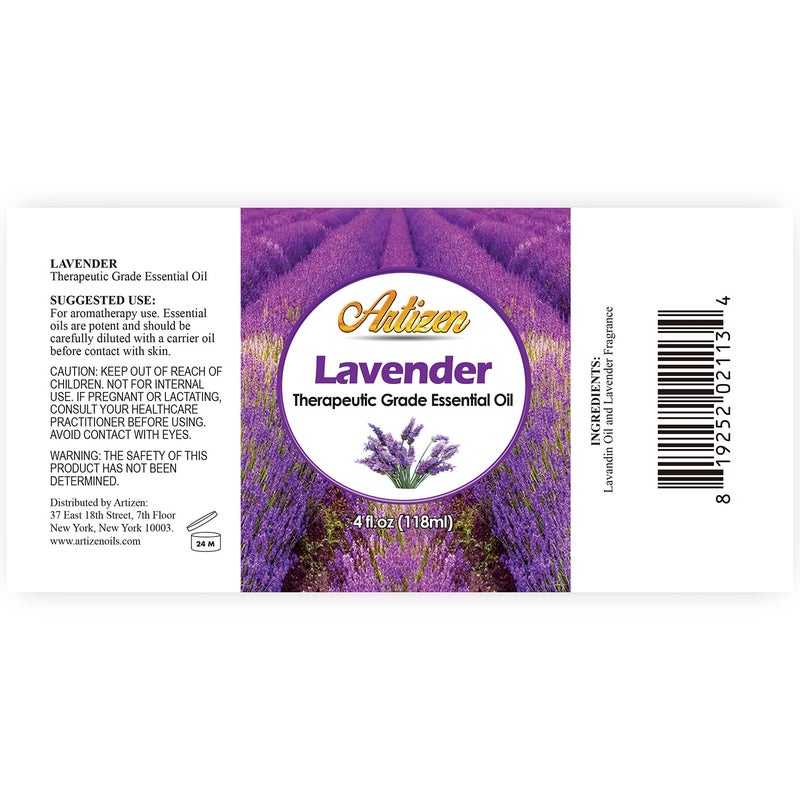 Artizen Lavender Essential Oil 4 oz â€“ Pure, Natural Aromatherapy for Diffuser, Skin, and Hair with Dropper in UV Glass Bottle - Image 2