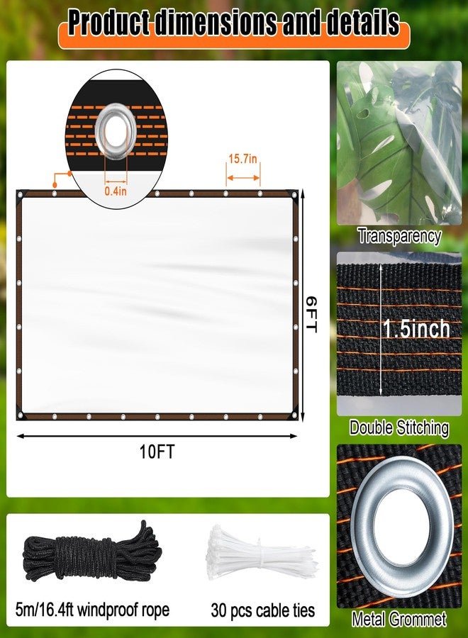 ZYP 6x10 FT Heavy Duty Clear Waterproof Tarps Outdoor Garden Rainproof Covering,Clear Vinyl Tarp with Grommets,Transparent Waterproof Tarpaulin for Covering Henhouse Porch Canopy Plant Camping - Image 2