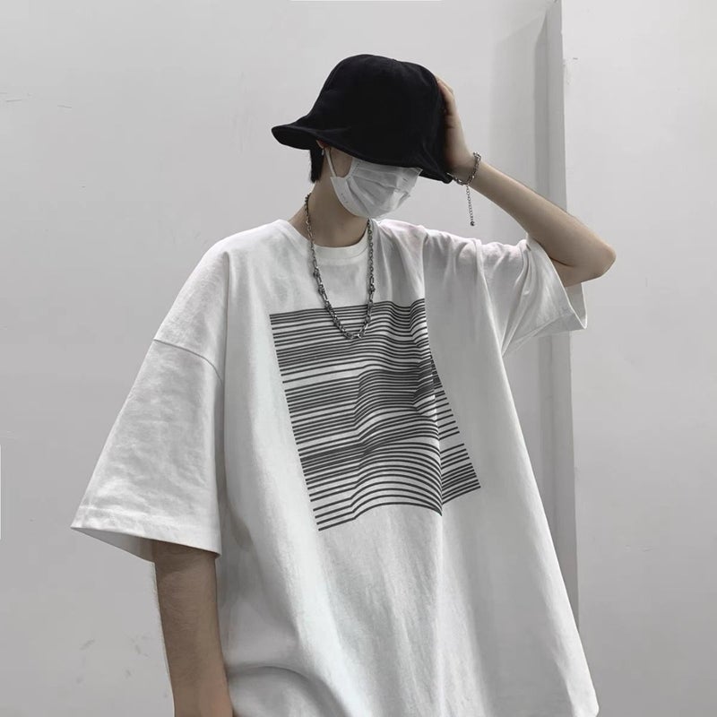 Heavy Short Sleeve T-Shirt Men'S Summer Fashion Brand Graffiti Printed Half Sleeve Ins Trendy Hong Kong Style Casual Loose Round Neck T-Shirt - Image 2