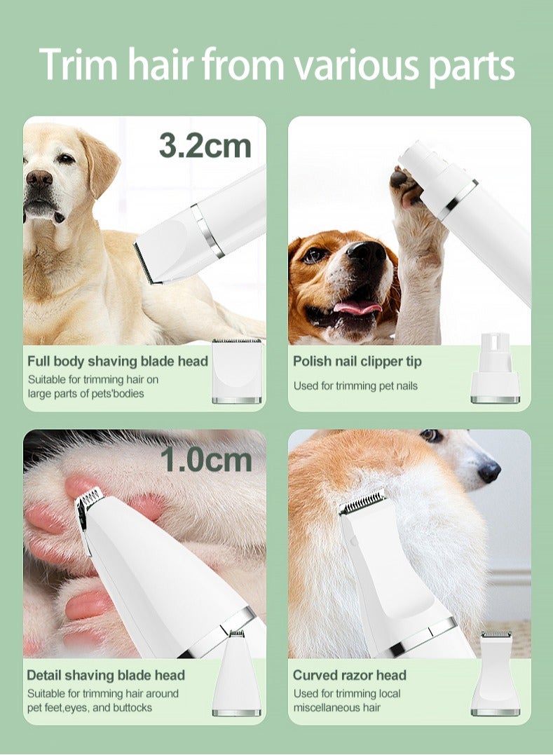 Generic Pet hair trimmer, suitable for cats, dogs, silent, 4 blade heads, 4 limit combs, full body hair / nail polish / paw hair / local hair, safe, long-lasting, White - Image 4