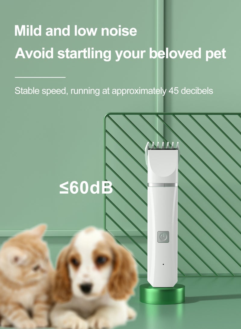 Generic Pet hair trimmer, suitable for cats, dogs, silent, 4 blade heads, 4 limit combs, full body hair / nail polish / paw hair / local hair, safe, long-lasting, White - Image 5