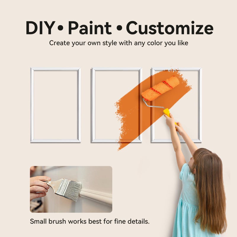 U-pick Upick Wall Molding Kit, Pre-Cut Peel and Stick Paintable Wainscoting Panels, Decorative Trim for Accent Walls (16"x24", 3-Frame Set) - Image 5