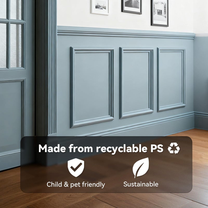 U-pick Upick Wall Molding Kit, Pre-Cut Peel and Stick Paintable Wainscoting Panels, Decorative Trim for Accent Walls (16"x24", 3-Frame Set) - Image 4