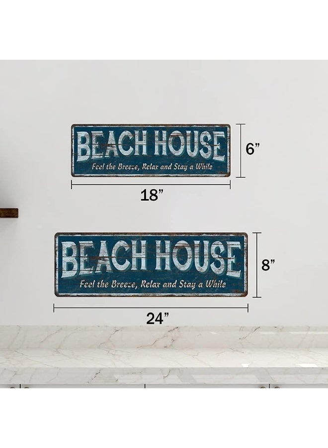 Chico Creek Signs Beach House Sign, Custom Names Blue Rustic Vintage Coastal Tin Wall Art with Starfish & Seashell Design, Beachy Home Decoration Plaque Gift, High Gloss Metal (6 x 18 in) - Image 5