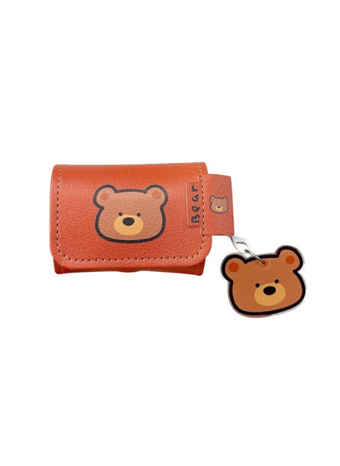 Suitable For HuaweiFreeClip Headphone Set Cartoon Full Cover Leather Pattern Soft Case For Huawei6i/SE2 Wireless Bluetooth Pendant-Color:All-inclusive Leather Pattern + Pendant-orange Bear-Model:Universal For HuaweiFreebuds Pro3/pro4 (protective Case)