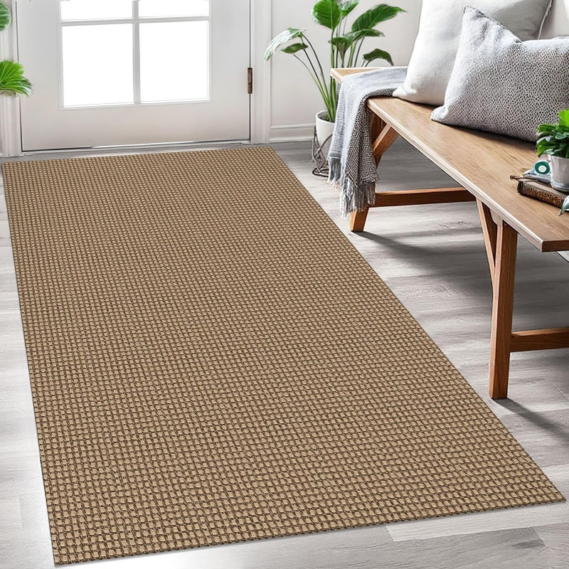 EARTHALL Woven Area Rug 3x5 Ft Washable Rugs for Entryway Braided Non Slip Rubber Backed Throw Rugs Door Mat Indoor Outdoor Entrance Cotton Carpet for Kitchen Foyer Front Door, Orange/Tan/Brown - Image 1
