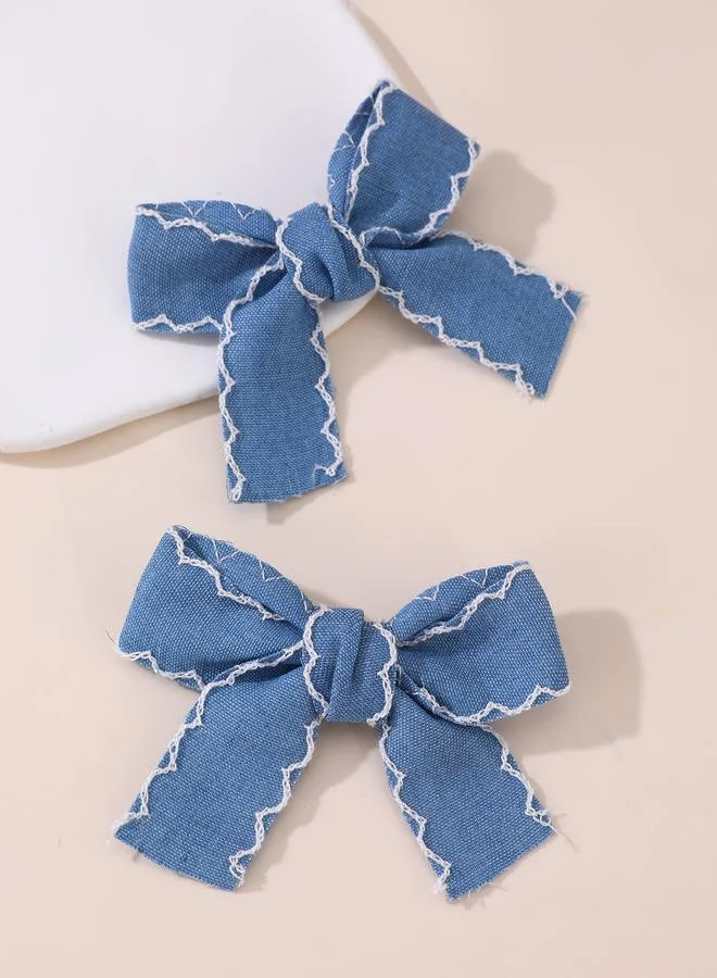 تايك تو 2pcs color block bow Hair clip Set