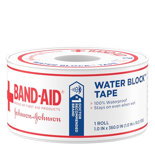 Band-Aid Brand First Aid Water Block 100% Waterproof Self-Adhesive Tape Roll for Durable Wound Care to Firmly Secure Bandages, 1 in by 10 yd - Image 1