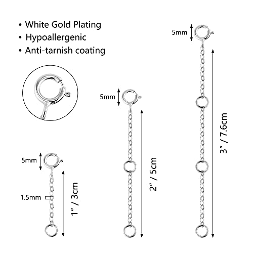ALEXCRAFT Bracelet Extender Durable White Gold Extenders for Necklace Bracelet Anklet Extension Chains Necklace Extender（1 2 3 inch） - Image 5