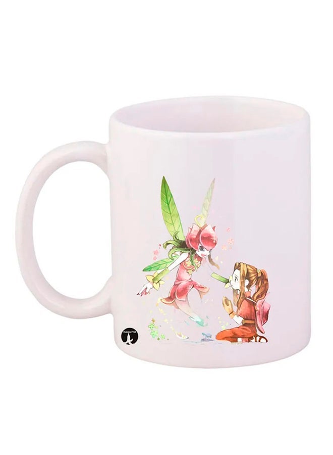 RYN Anime Digimon Printed Mug White/Brown/Pink 11ounce