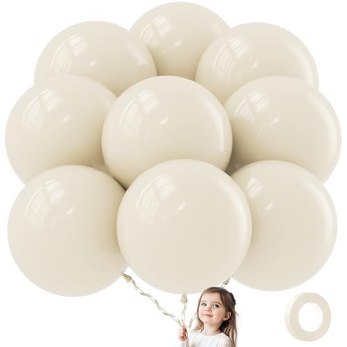 ADOINBY 36 Inch White Sand Balloons 9Pcs Giant White Sand Balloons Jumbo Large Thick Big Cream Latex Balloons for Birthday Baby Shower Wedding Anniversary Gender Reveal Photo Shoot Party Decorations - Image 1