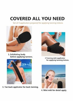 KASTWAVE Self Tanning Mitt Applicator Kit 4 in 1 Self Applicator Set with Exfoliating Glove,Tan Mitt Applicator,Tanning Back Lotion Applicators for Your Back Face Mitt, Set of 4  - Image 3