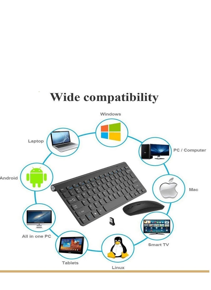 Generic - 2.4Ghz Wireless Keyboard Mouse Combo Ultra Thin Portable Keyboard with USB Receiver Compatible with Computer - Image 1