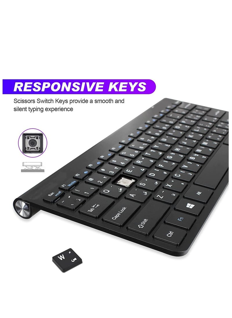 Generic - 2.4Ghz Wireless Keyboard Mouse Combo Ultra Thin Portable Keyboard with USB Receiver Compatible with Computer - Image 1