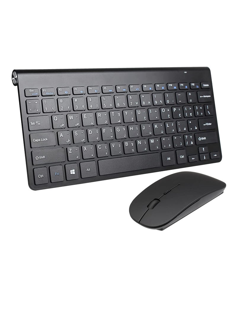 Generic - 2.4Ghz Wireless Keyboard Mouse Combo Ultra Thin Portable Keyboard with USB Receiver Compatible with Computer - Image 1