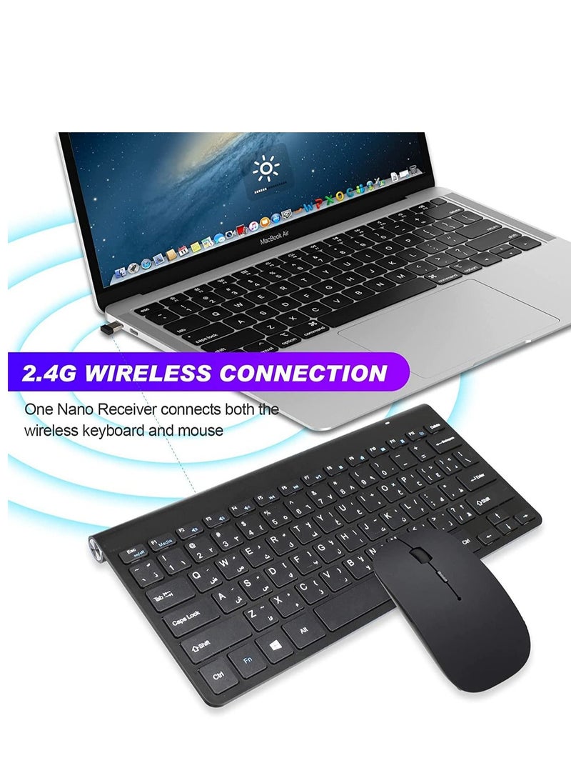 Generic - 2.4Ghz Wireless Keyboard Mouse Combo Ultra Thin Portable Keyboard with USB Receiver Compatible with Computer - Image 1