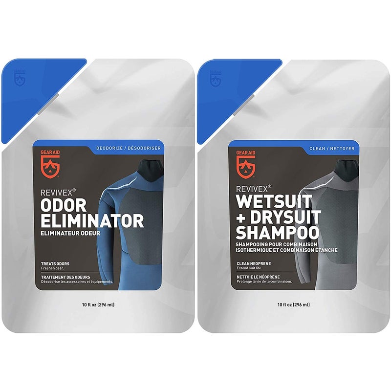 GEAR AID Wetsuit Cleaner and Conditioner for Neoprene, Removes Salt and Residue with Concentrated Shampoo, Odor Kit
