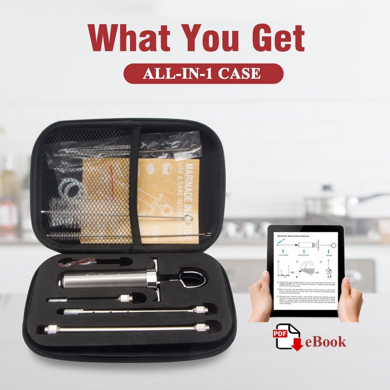 Tri-Sworker Meat Injectors for Smoking with Case and 4 Flavor Food Injector Syringe Needles, Injector Marinades for Meat, Turkey, Brisket; 2-oz; Including Paper and E-Book (PDF) User Manual - Image 4
