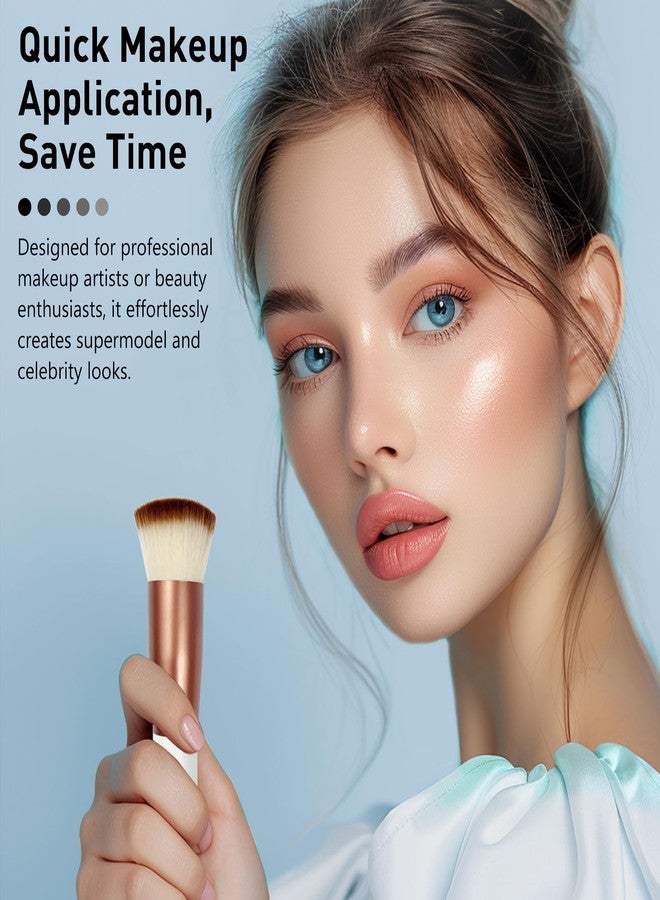 Zoolinn Rose Golden/White Professional Foundation Brush – Flat Top Makeup Brush for Liquid, Mineral Powder & Buffing, Flawless Blending & Stippling - Image 5
