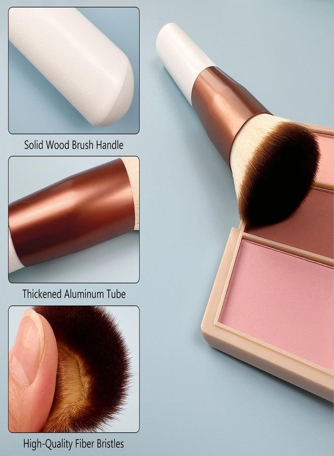 Zoolinn Rose Golden/White Professional Foundation Brush – Flat Top Makeup Brush for Liquid, Mineral Powder & Buffing, Flawless Blending & Stippling - Image 4