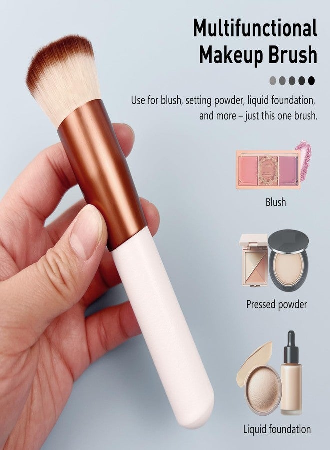 Zoolinn Rose Golden/White Professional Foundation Brush – Flat Top Makeup Brush for Liquid, Mineral Powder & Buffing, Flawless Blending & Stippling - Image 2