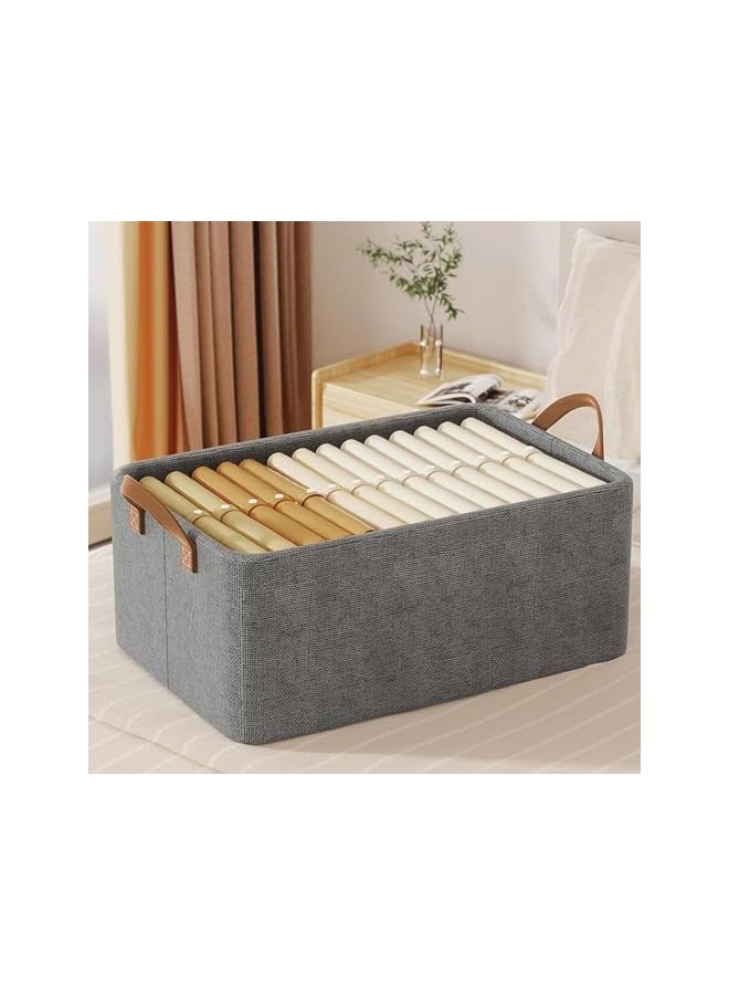 Green Tiger Wardrobe Clothes Organizer, Grey Fabric Storage Bins with Metal Frame, Extra Large Closet Organizer for Wardrobe Storage, Foldable Clothes Baskets for Bedroom Dorm Closet Organization - Image 4