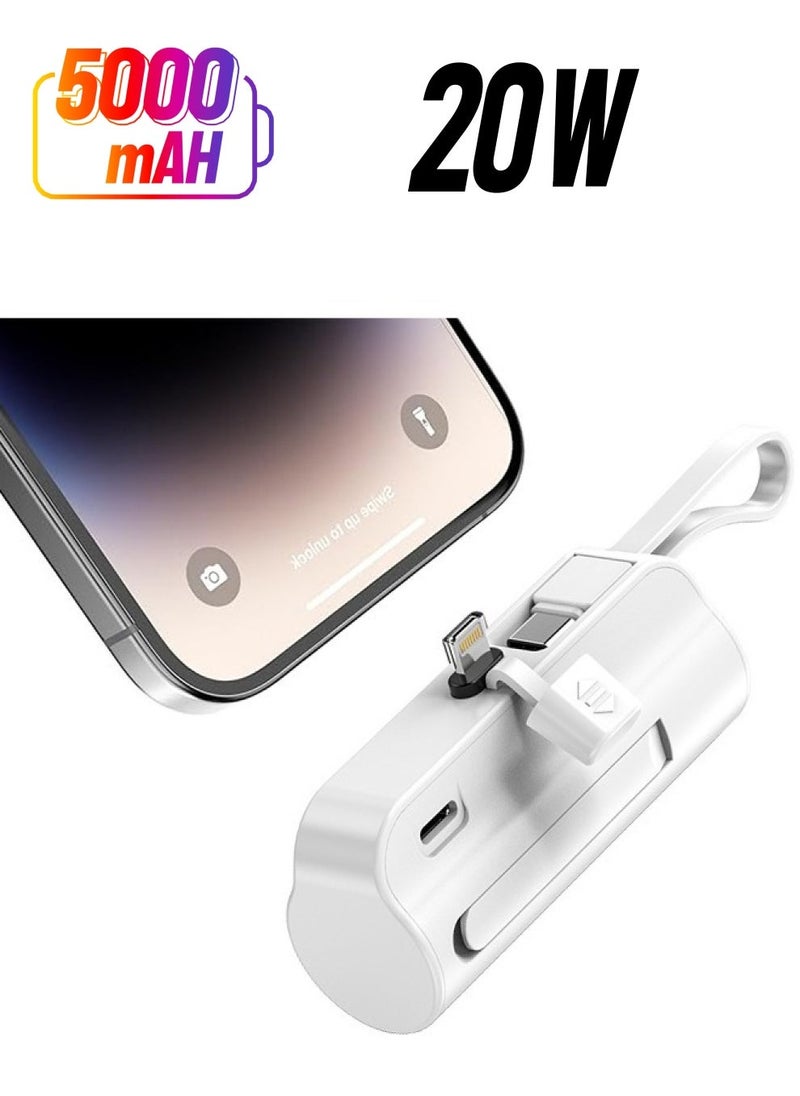 Arabest 5000Mah Mini Power Supply,20w Fast Charging Portable Charger Battery Pack,Compatible with Apple Android,Suitable for Business Travel/Travel/Outdoor Picnic(White)  - Image 1