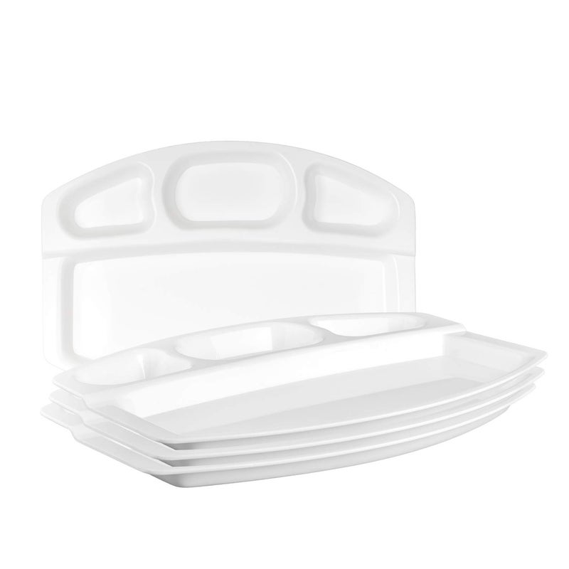 Neena Crockeries Neena Crockeries Dosa Plate 4 Partition Oval Bhojan Thali Dinner Plate Set of 4  - Image 1