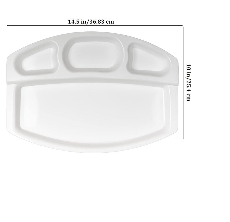 Neena Crockeries Neena Crockeries Dosa Plate 4 Partition Oval Bhojan Thali Dinner Plate Set of 4  - Image 2