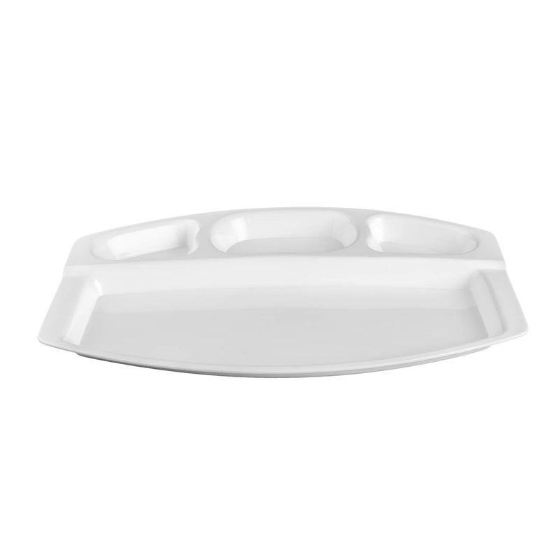 Neena Crockeries Neena Crockeries Dosa Plate 4 Partition Oval Bhojan Thali Dinner Plate Set of 4  - Image 3