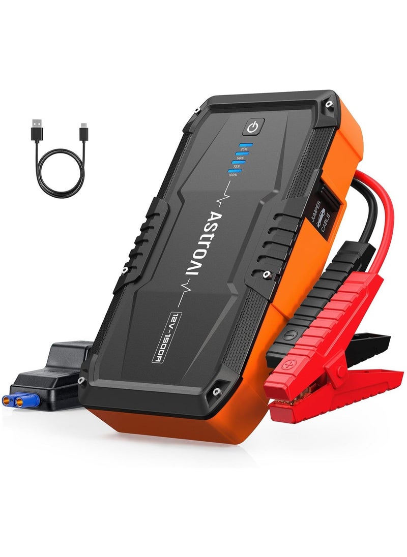 Generic AstroAI S8 Car Battery Booster Jump Starter Power Pack,1500A 12V Portable Car Jump Starter Power Bank for Up to 6.0L Petrol & 3.0L Diesel Engines, With Smart Jumper and LED Torch  - Image 1