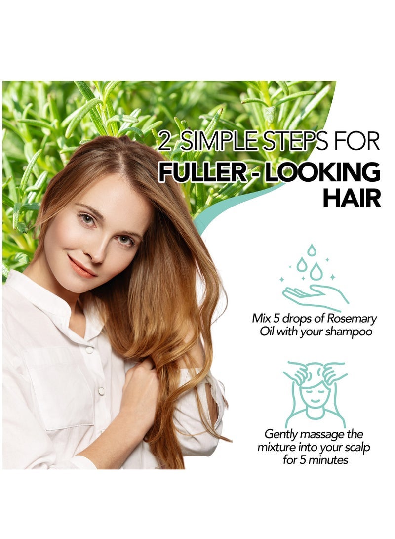 Bieyoc 60ml Rosemary Essential Oil for Hair Growth Pure Organic Rosemary Oil for Dry Damaged Hair and Growth Hair Scalp Oil Pure and Natural Premium Quality Oil Hair Loss Treatment Oil for Men and Women - Image 3