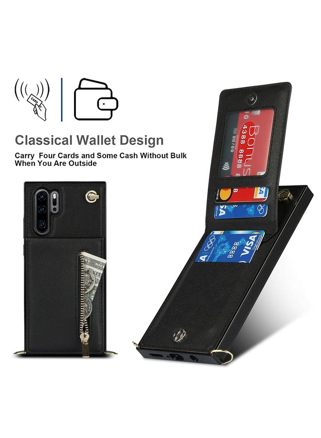 erorex Case For Huawei P30 Pro Cross-body Zipper Square TPU+PU Back Cover Case with Holder & Card Slots & Wallet & Strap - Image 5