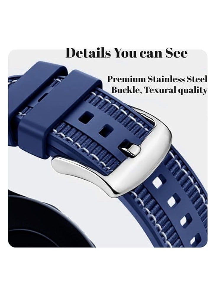 22mm Smart Watch Strap Compatible with Samsung Galaxy Watch 3 45mm/Galaxy Watch 46mm Strap/Gear S3 Classic/Amazfit GTR 4/GTR 3 Pro/Huawei Watch GT 3 Pro 46mm Hybrid Silicone Nylon 22mm Bands blue - Image 3