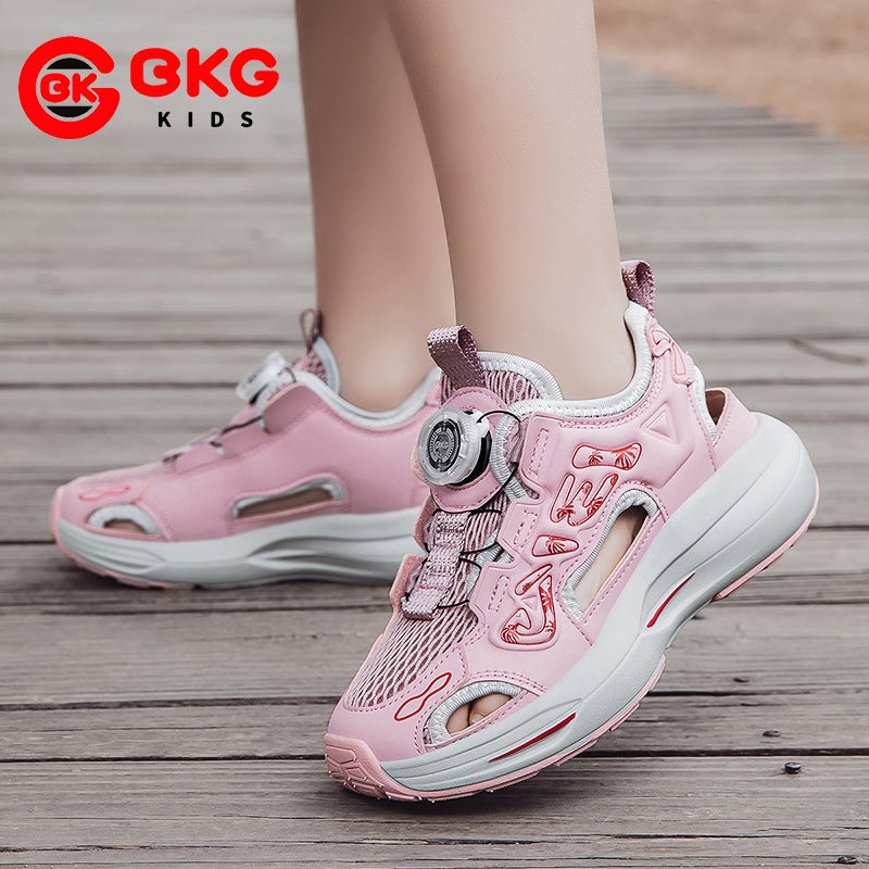 Brand Boys' Sandals, Summer Water Shoes, Boys' Soft-Soled Non-Slip Beach Shoes, Rotating Button Sneakers - Image 5