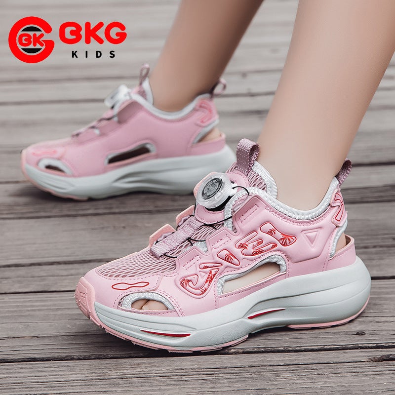Brand Boys' Sandals, Summer Water Shoes, Boys' Soft-Soled Non-Slip Beach Shoes, Rotating Button Sneakers - Image 1