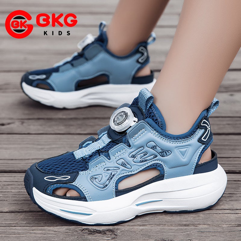 Brand Boys' Sandals, Summer Water Shoes, Boys' Soft-Soled Non-Slip Beach Shoes, Rotating Button Sneakers - Image 2