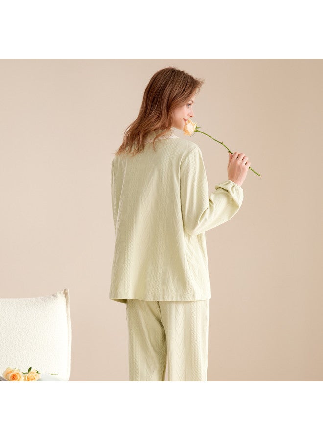 Fenton v-neck Embroidered Women's Loungewear Set - Elegant Homewear - Image 3