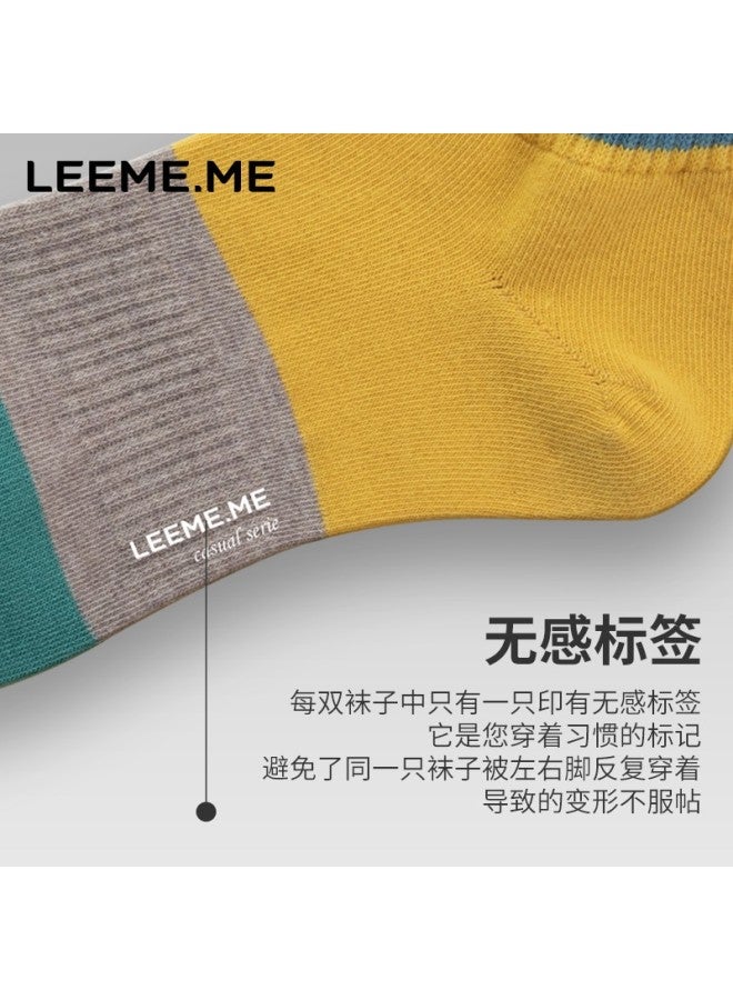 Leeme.me Li Mi Socks For Men, Spring And Summer Patchwork Colorful Short Socks, Sweat-absorbing Boat Socks For Men, 4 Pairs Per Pack - Image 4
